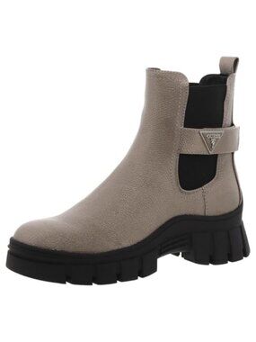 Faux Leather Chelsea Ankle Boots Flared Lug Sole Pull On